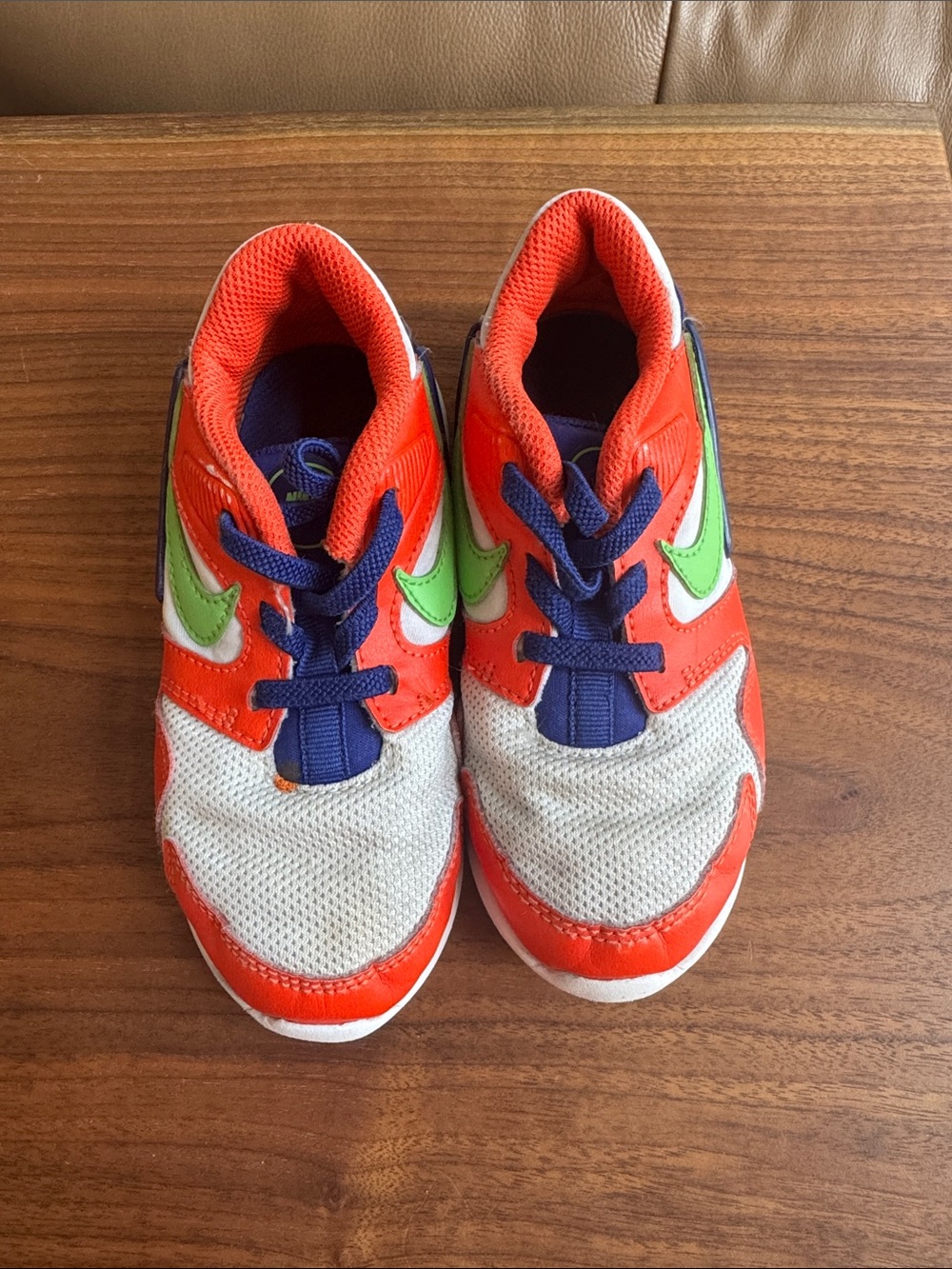 Kids Athletic Sneakers - White, Orange & Green